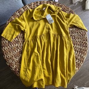 Zara TRF Mustard Yellow Sleeved Dress